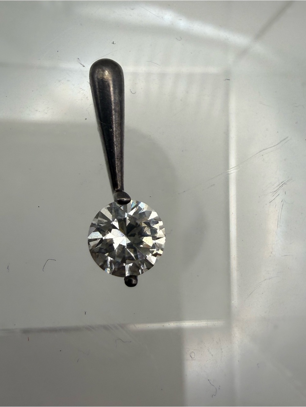 Classic Clear Stone Drop Pendant in Silver-Tone